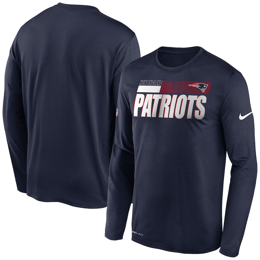 Men's New England Patriots 2020 Navy Sideline Impact Legend Performance Long Sleeve T-Shirt